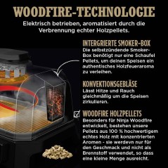 Ninja OG850EU Woodfire PRO XL elektrisk BBQ grill og rygekasse Sort/Grå